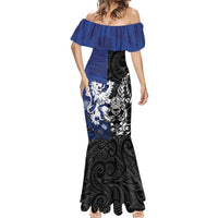 New Zealand And Scotland Rugby Custom Mermaid Dress Maori Tiki With Thistle Together