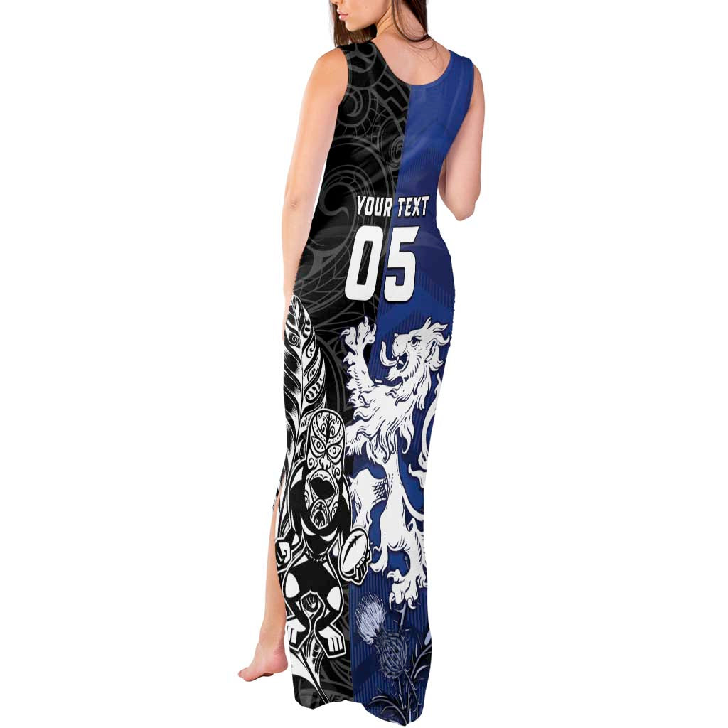 New Zealand And Scotland Rugby Custom Tank Maxi Dress Maori Tiki With Thistle Together