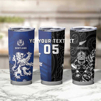 New Zealand And Scotland Rugby Custom Tumbler Cup Maori Tiki With Thistle Together LT05 - Polynesian Pride