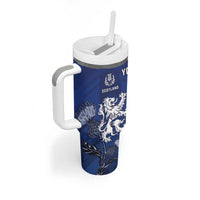 New Zealand And Scotland Rugby Custom Tumbler With Handle Maori Tiki With Thistle Together LT05 - Polynesian Pride