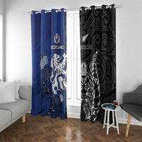 New Zealand And Scotland Rugby Window Curtain Maori Tiki With Thistle Together