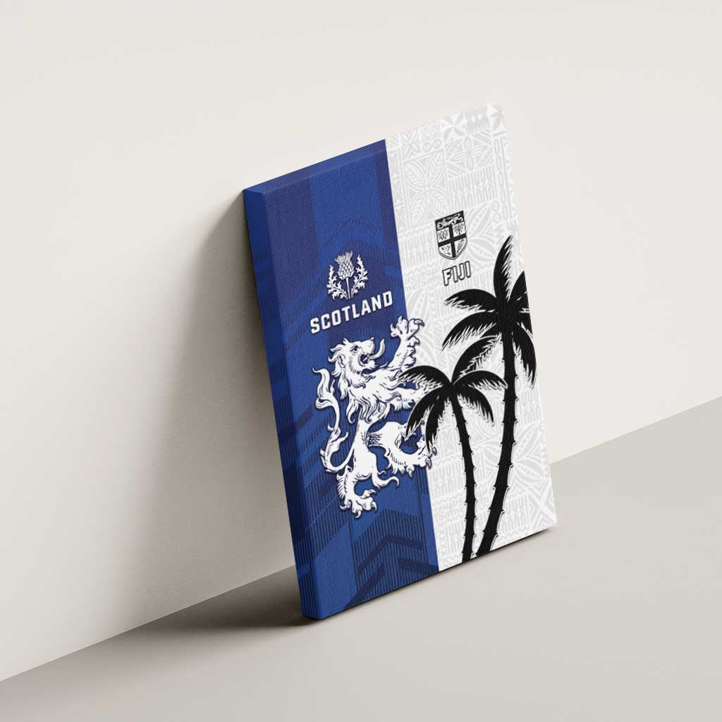 Fiji And Scotland Rugby Canvas Wall Art Fijian Palm Tree With Thistle Together