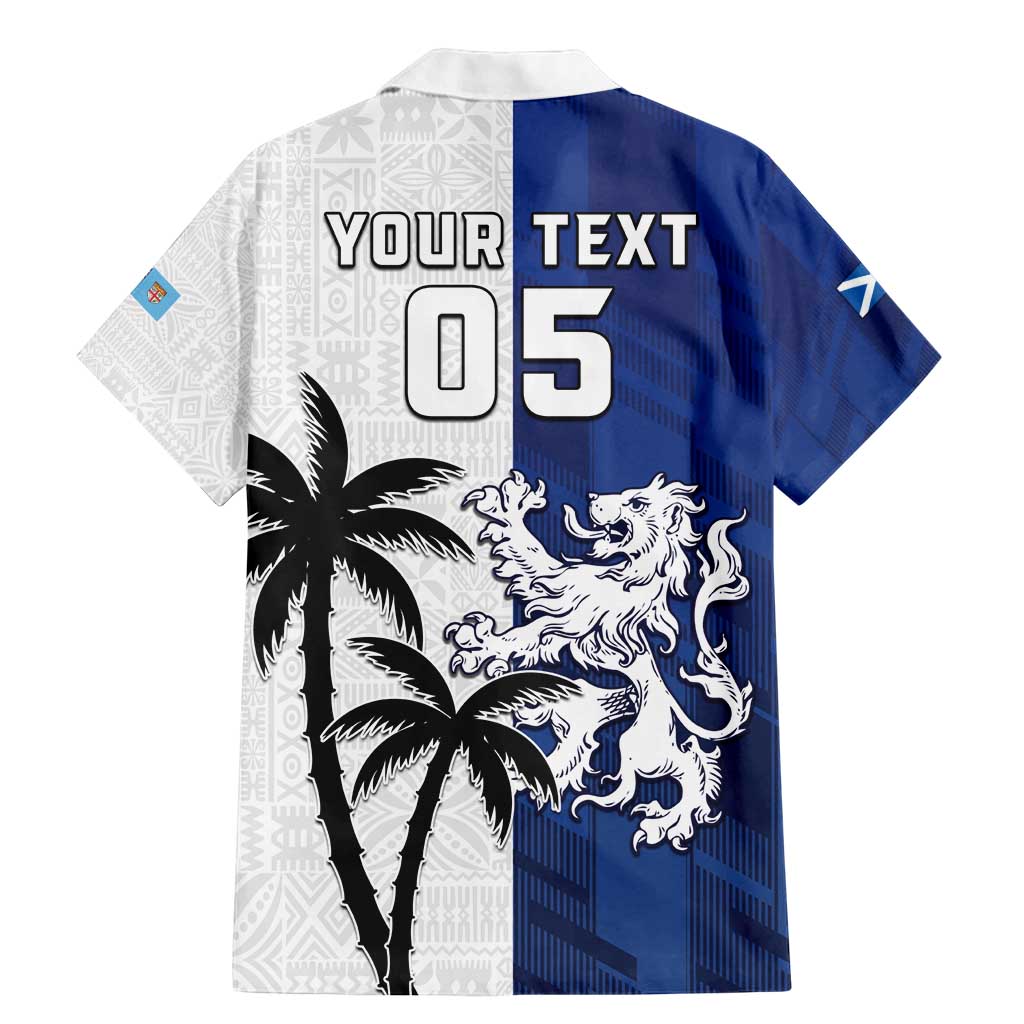 Fiji And Scotland Rugby Custom Family Matching Mermaid Dress and Hawaiian Shirt Fijian Palm Tree With Thistle Together