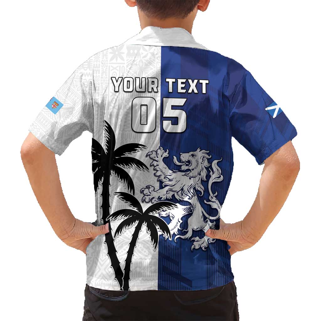 Fiji And Scotland Rugby Custom Family Matching Puletasi and Hawaiian Shirt Fijian Palm Tree With Thistle Together