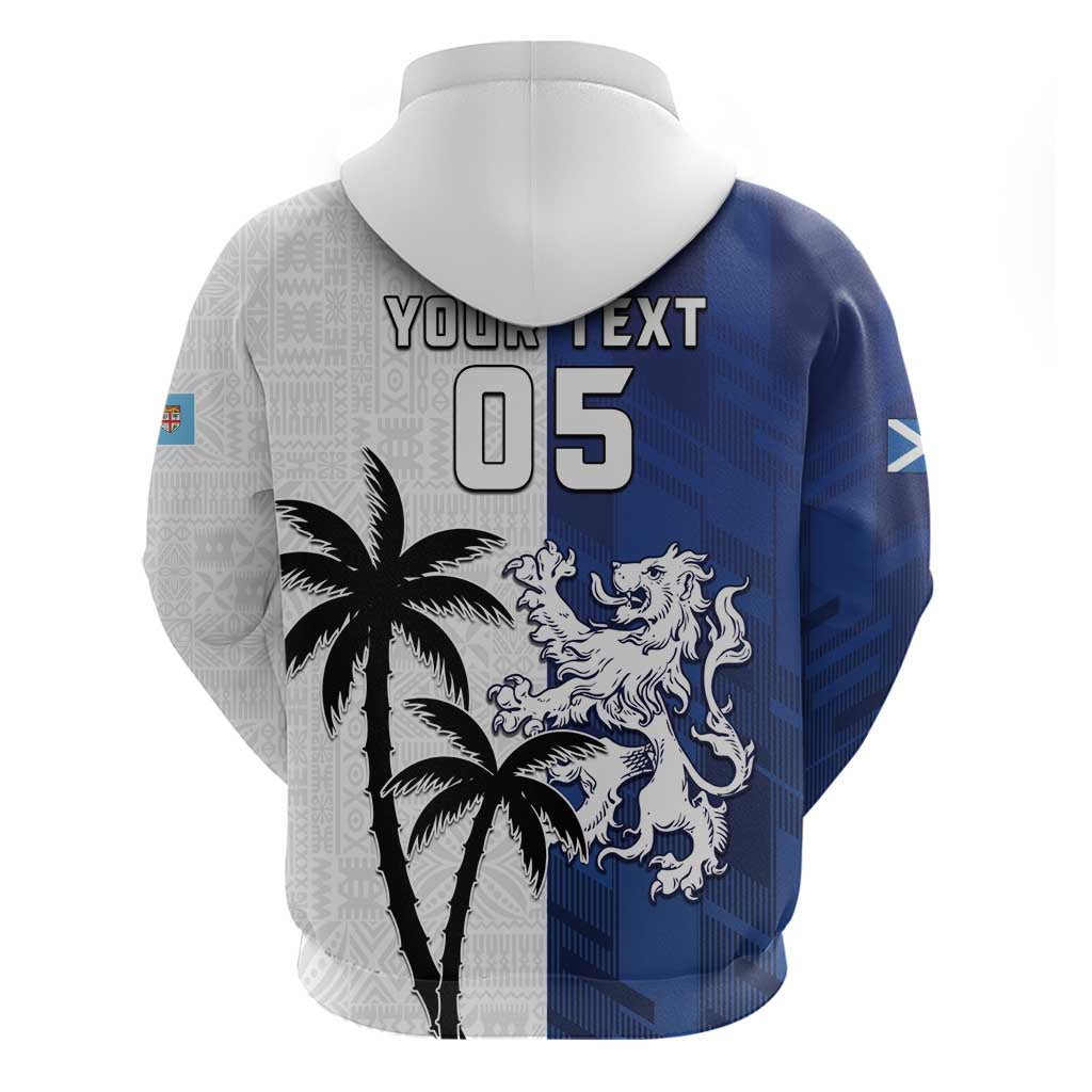 Fiji And Scotland Rugby Custom Hoodie Fijian Palm Tree With Thistle Together