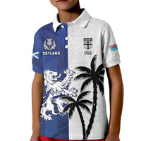 Fiji And Scotland Rugby Custom Kid Polo Shirt Fijian Palm Tree With Thistle Together
