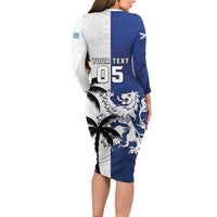 Fiji And Scotland Rugby Custom Long Sleeve Bodycon Dress Fijian Palm Tree With Thistle Together