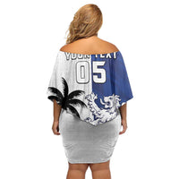 Fiji And Scotland Rugby Custom Off Shoulder Short Dress Fijian Palm Tree With Thistle Together
