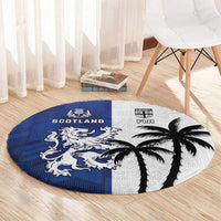 Fiji And Scotland Rugby Round Carpet Fijian Palm Tree With Thistle Together