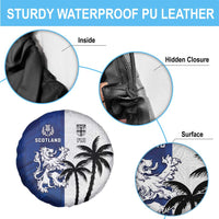 Fiji And Scotland Rugby Spare Tire Cover Fijian Palm Tree With Thistle Together