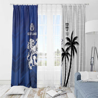Fiji And Scotland Rugby Window Curtain Fijian Palm Tree With Thistle Together