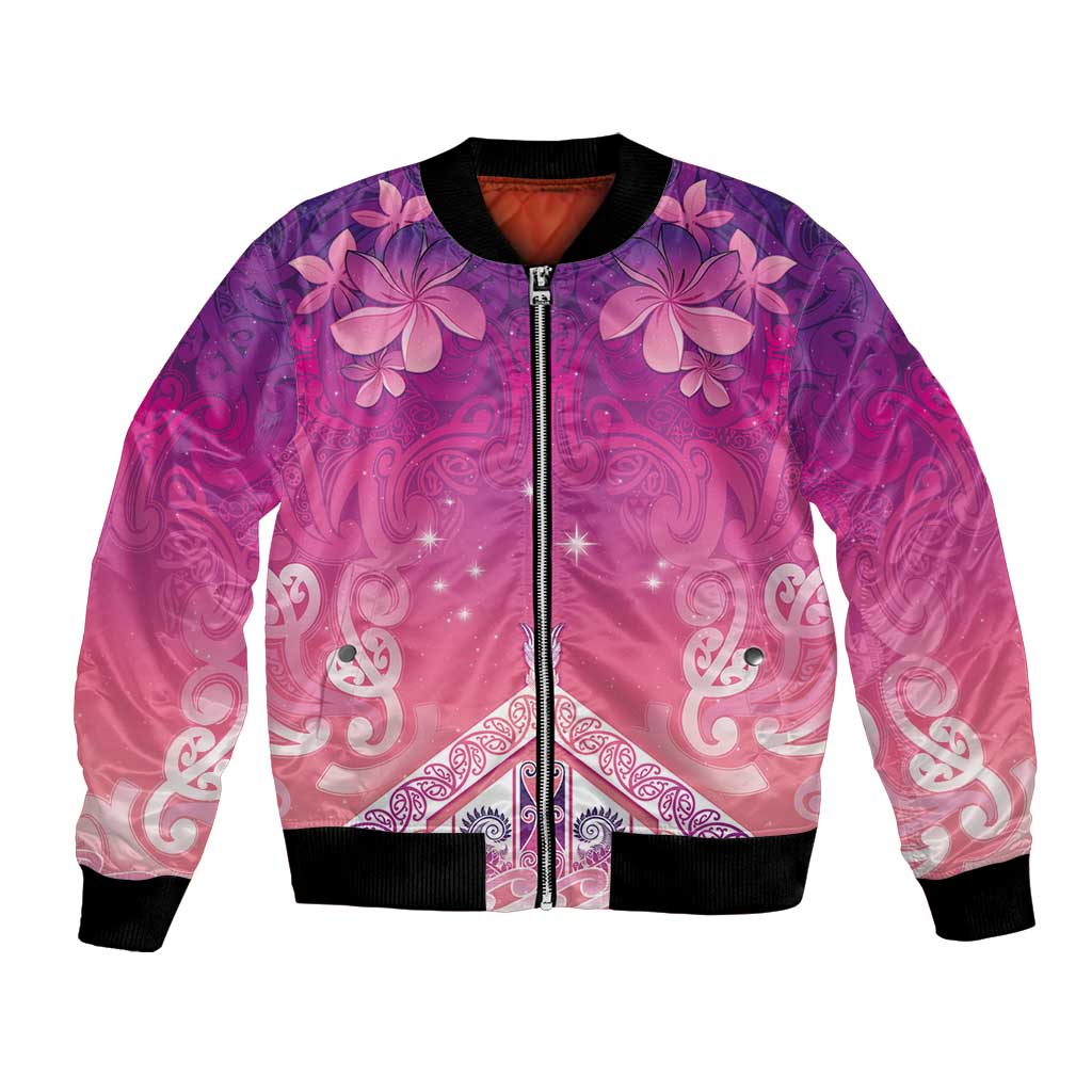 New Zealand Matariki Bomber Jacket Maori Marae Purple Galaxy LT05 Unisex Purple - Polynesian Pride