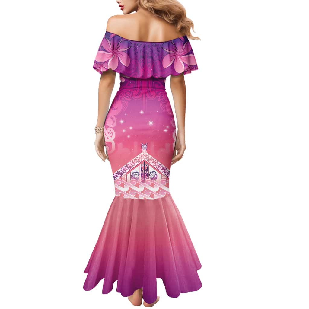 New Zealand Matariki Family Matching Mermaid Dress and Hawaiian Shirt Maori Marae Purple Galaxy LT05 - Polynesian Pride
