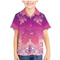 New Zealand Matariki Family Matching Mermaid Dress and Hawaiian Shirt Maori Marae Purple Galaxy LT05 Son's Shirt Purple - Polynesian Pride