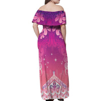 New Zealand Matariki Family Matching Off Shoulder Maxi Dress and Hawaiian Shirt Maori Marae Purple Galaxy