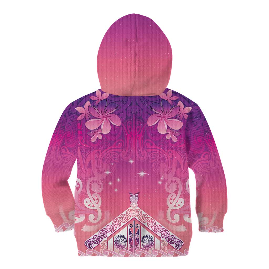 New Zealand Matariki Kid Hoodie Maori Marae Purple Galaxy