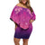 New Zealand Matariki Off Shoulder Short Dress Maori Marae Purple Galaxy