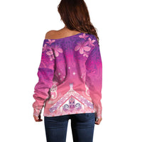 New Zealand Matariki Off Shoulder Sweater Maori Marae Purple Galaxy LT05 - Polynesian Pride