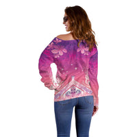 New Zealand Matariki Off Shoulder Sweater Maori Marae Purple Galaxy LT05 - Polynesian Pride