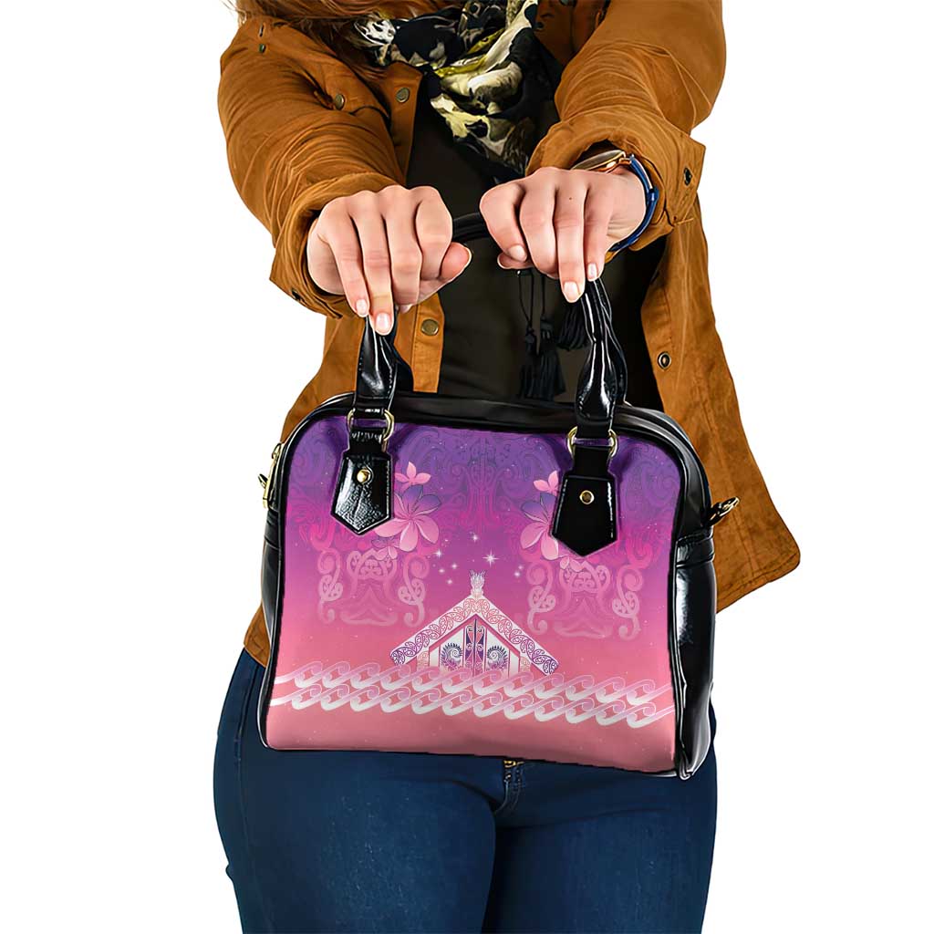 New Zealand Matariki Shoulder Handbag Maori Marae Purple Galaxy