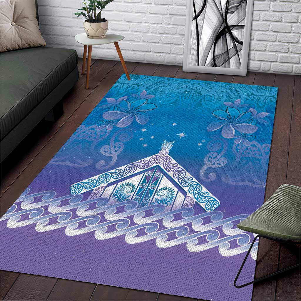 New Zealand Matariki Area Rug Maori Marae Cyan Galaxy