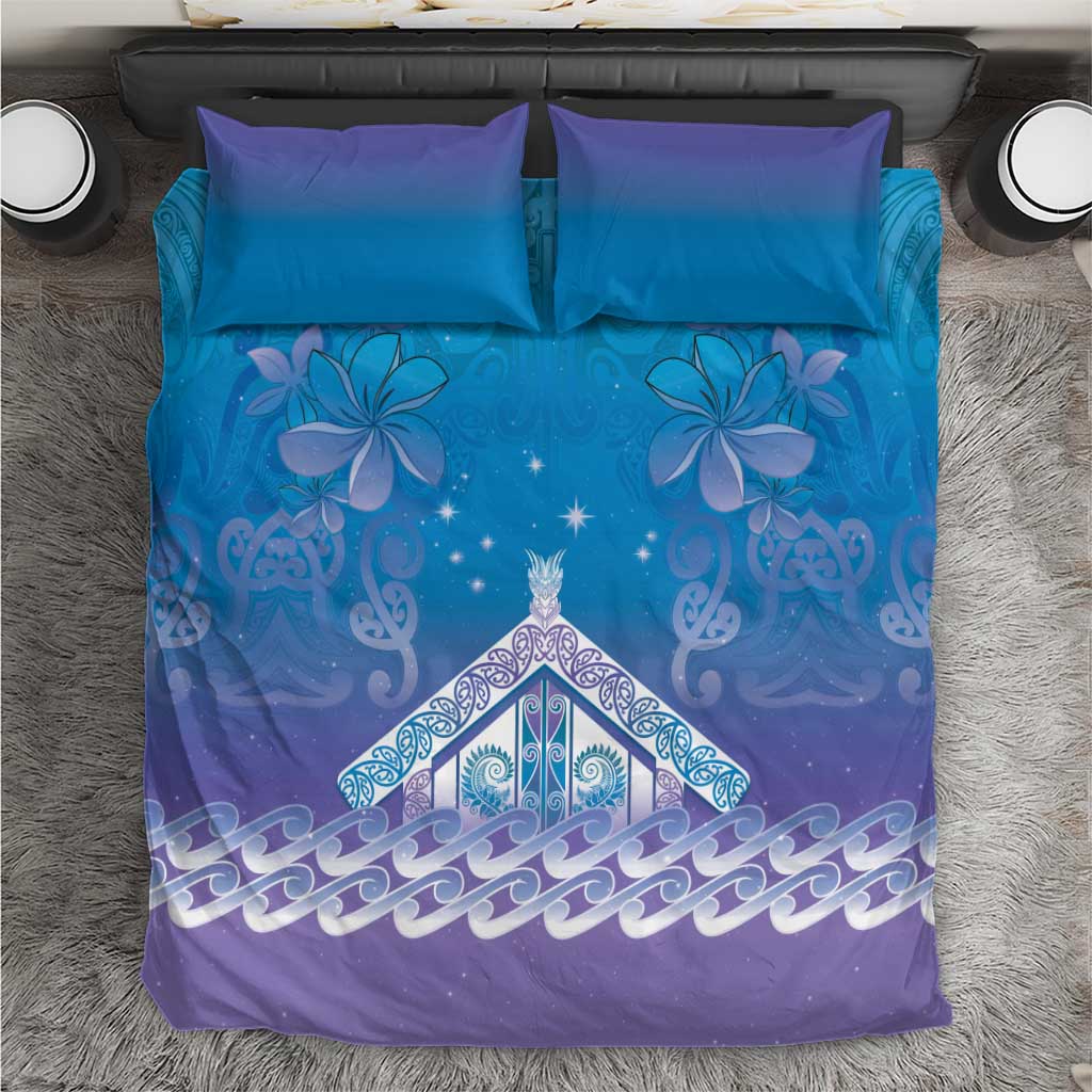 New Zealand Matariki Bedding Set Maori Marae Cyan Galaxy