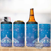 New Zealand Matariki 4 in 1 Can Cooler Tumbler Maori Marae Cyan Galaxy LT05 - Polynesian Pride