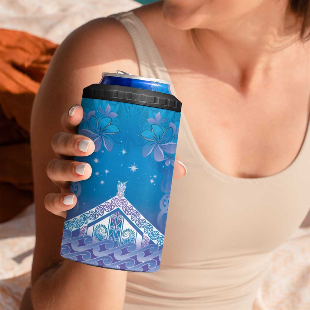 New Zealand Matariki 4 in 1 Can Cooler Tumbler Maori Marae Cyan Galaxy LT05 - Polynesian Pride