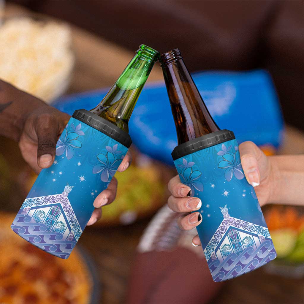 New Zealand Matariki 4 in 1 Can Cooler Tumbler Maori Marae Cyan Galaxy LT05 - Polynesian Pride