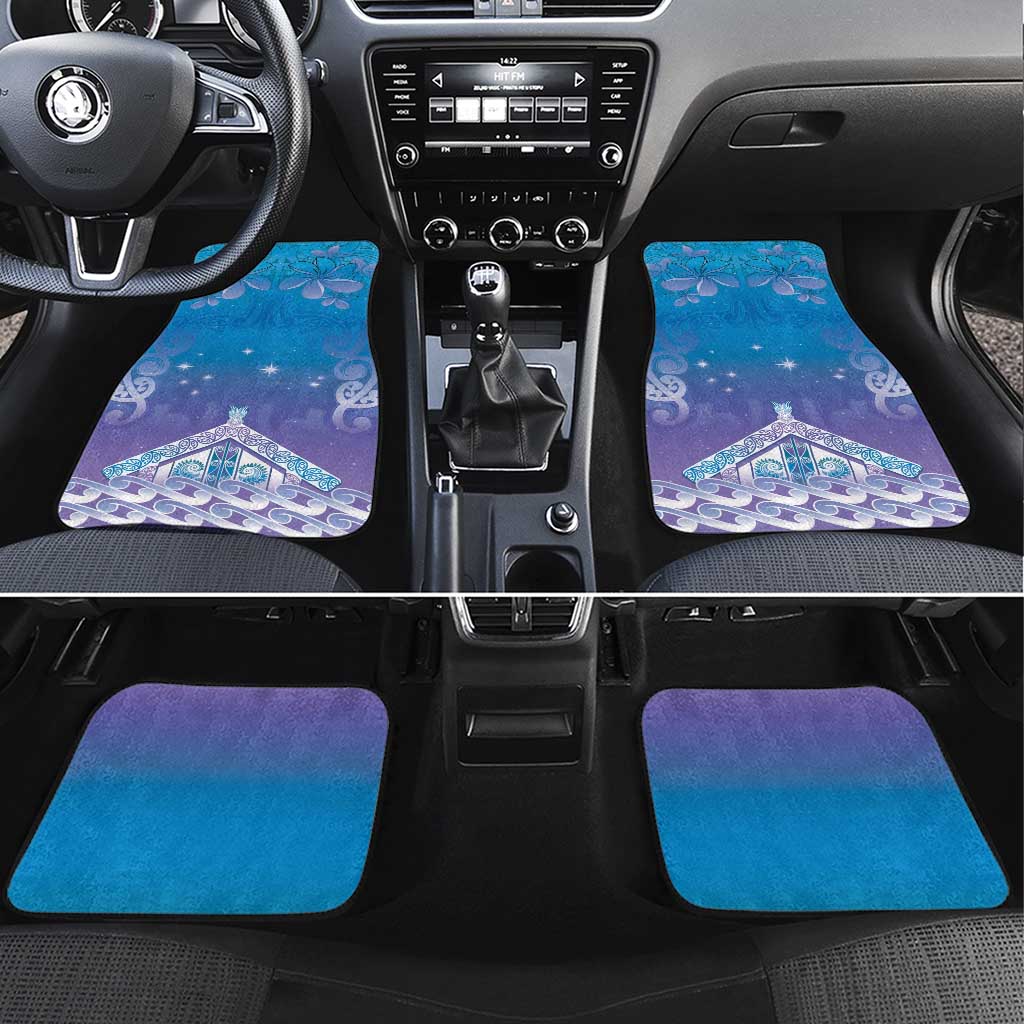 New Zealand Matariki Car Mats Maori Marae Cyan Galaxy