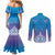 New Zealand Matariki Couples Matching Mermaid Dress and Long Sleeve Button Shirt Maori Marae Cyan Galaxy