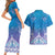 New Zealand Matariki Couples Matching Short Sleeve Bodycon Dress and Hawaiian Shirt Maori Marae Cyan Galaxy