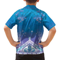 New Zealand Matariki Family Matching Long Sleeve Bodycon Dress and Hawaiian Shirt Maori Marae Cyan Galaxy LT05 - Polynesian Pride