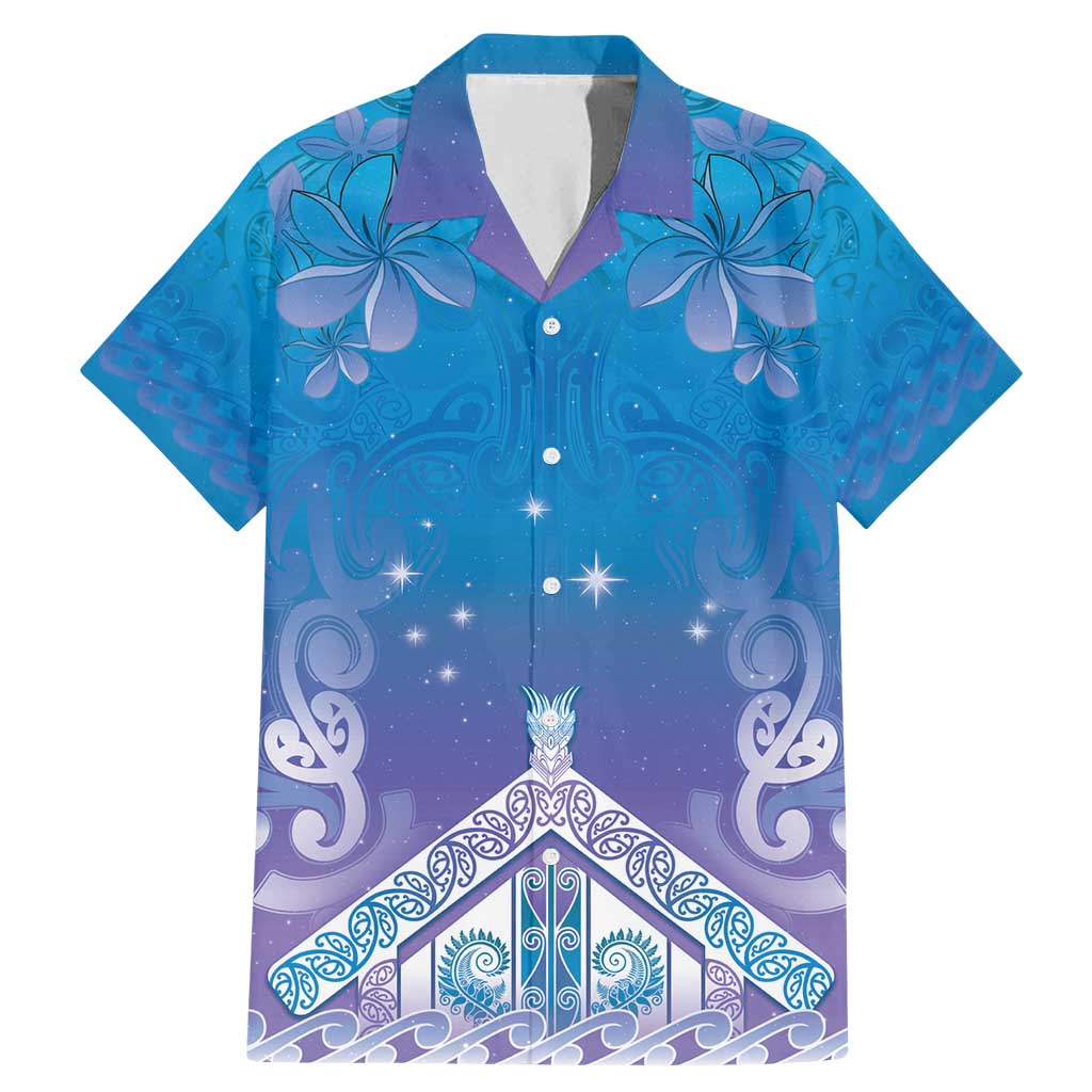 New Zealand Matariki Family Matching Mermaid Dress and Hawaiian Shirt Maori Marae Cyan Galaxy LT05 Dad's Shirt - Short Sleeve Cyan - Polynesian Pride