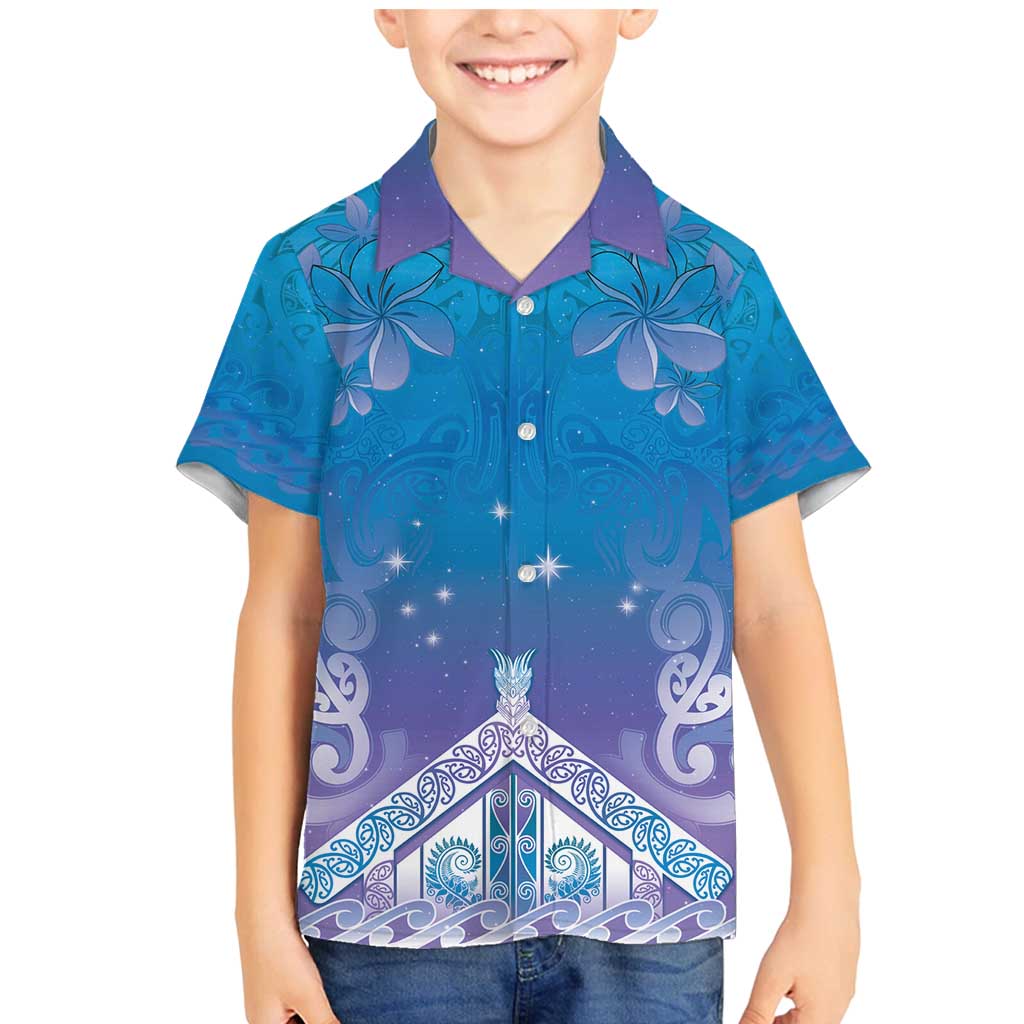 New Zealand Matariki Family Matching Mermaid Dress and Hawaiian Shirt Maori Marae Cyan Galaxy LT05 Son's Shirt Cyan - Polynesian Pride