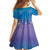 New Zealand Matariki Family Matching Off The Shoulder Long Sleeve Dress and Hawaiian Shirt Maori Marae Cyan Galaxy