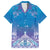 New Zealand Matariki Family Matching Off The Shoulder Long Sleeve Dress and Hawaiian Shirt Maori Marae Cyan Galaxy