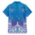 New Zealand Matariki Family Matching Off The Shoulder Long Sleeve Dress and Hawaiian Shirt Maori Marae Cyan Galaxy