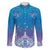 New Zealand Matariki Family Matching Off The Shoulder Long Sleeve Dress and Hawaiian Shirt Maori Marae Cyan Galaxy
