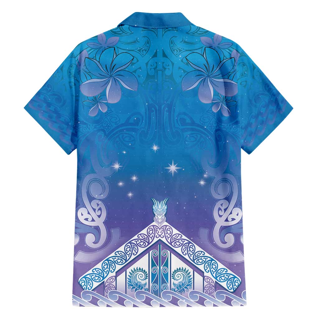 New Zealand Matariki Family Matching Off Shoulder Short Dress and Hawaiian Shirt Maori Marae Cyan Galaxy