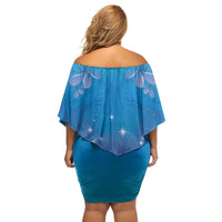 New Zealand Matariki Family Matching Off Shoulder Short Dress and Hawaiian Shirt Maori Marae Cyan Galaxy