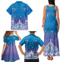 New Zealand Matariki Family Matching Tank Maxi Dress and Hawaiian Shirt Maori Marae Cyan Galaxy LT05 - Polynesian Pride