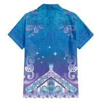 New Zealand Matariki Family Matching Tank Maxi Dress and Hawaiian Shirt Maori Marae Cyan Galaxy LT05 - Polynesian Pride