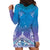 New Zealand Matariki Hoodie Dress Maori Marae Cyan Galaxy