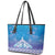 New Zealand Matariki Leather Tote Bag Maori Marae Cyan Galaxy