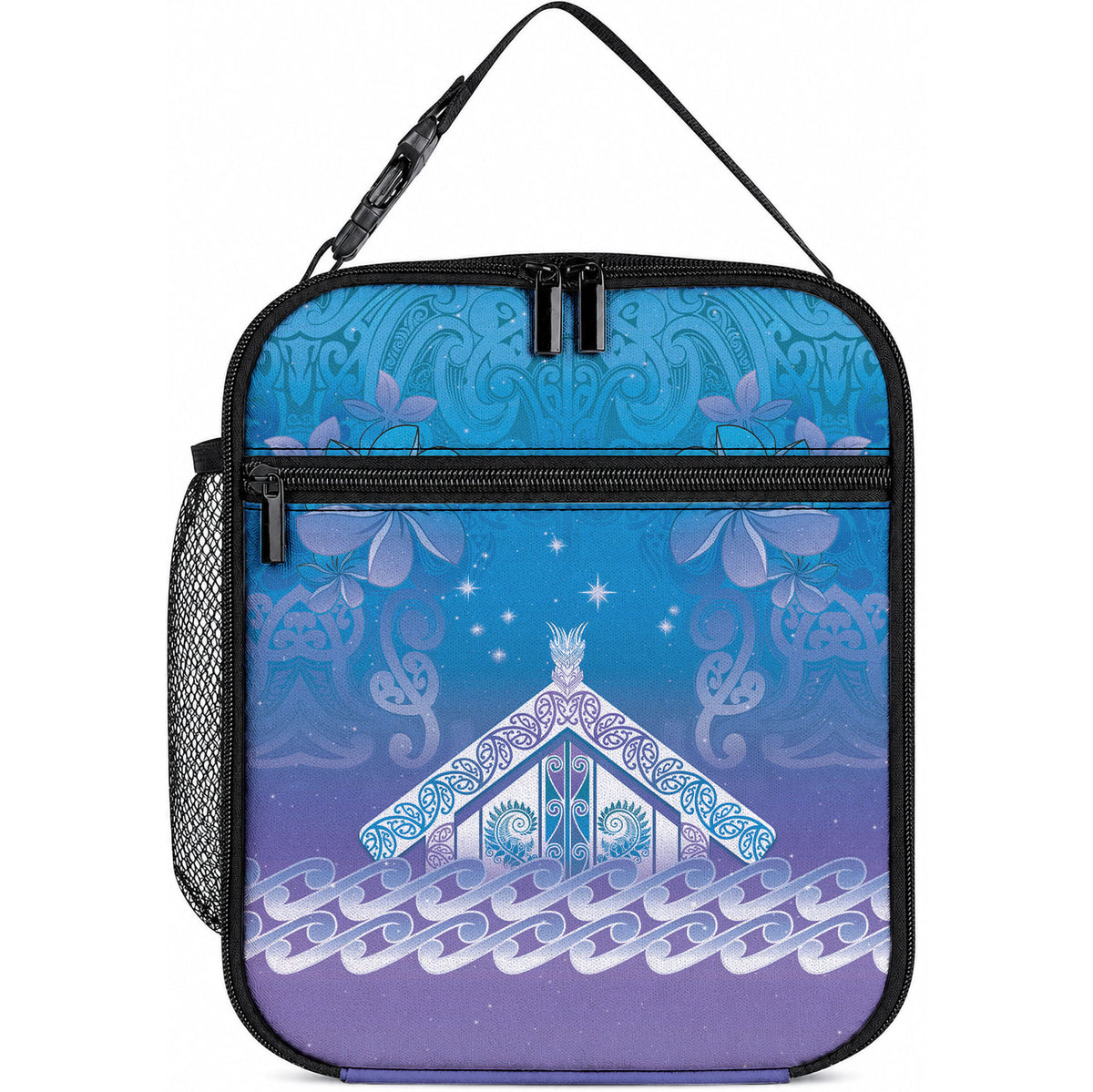 New Zealand Matariki Lunch Bag Maori Marae Cyan Galaxy LT05 10.2 × 8.3 × 4.3 inch Cyan - Polynesian Pride