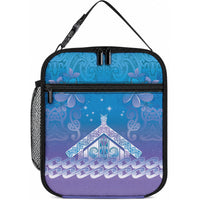 New Zealand Matariki Lunch Bag Maori Marae Cyan Galaxy LT05 10.2 × 8.3 × 4.3 inch Cyan - Polynesian Pride