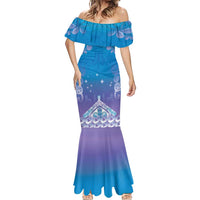 New Zealand Matariki Mermaid Dress Maori Marae Cyan Galaxy LT05 - Polynesian Pride