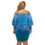 New Zealand Matariki Off Shoulder Short Dress Maori Marae Cyan Galaxy