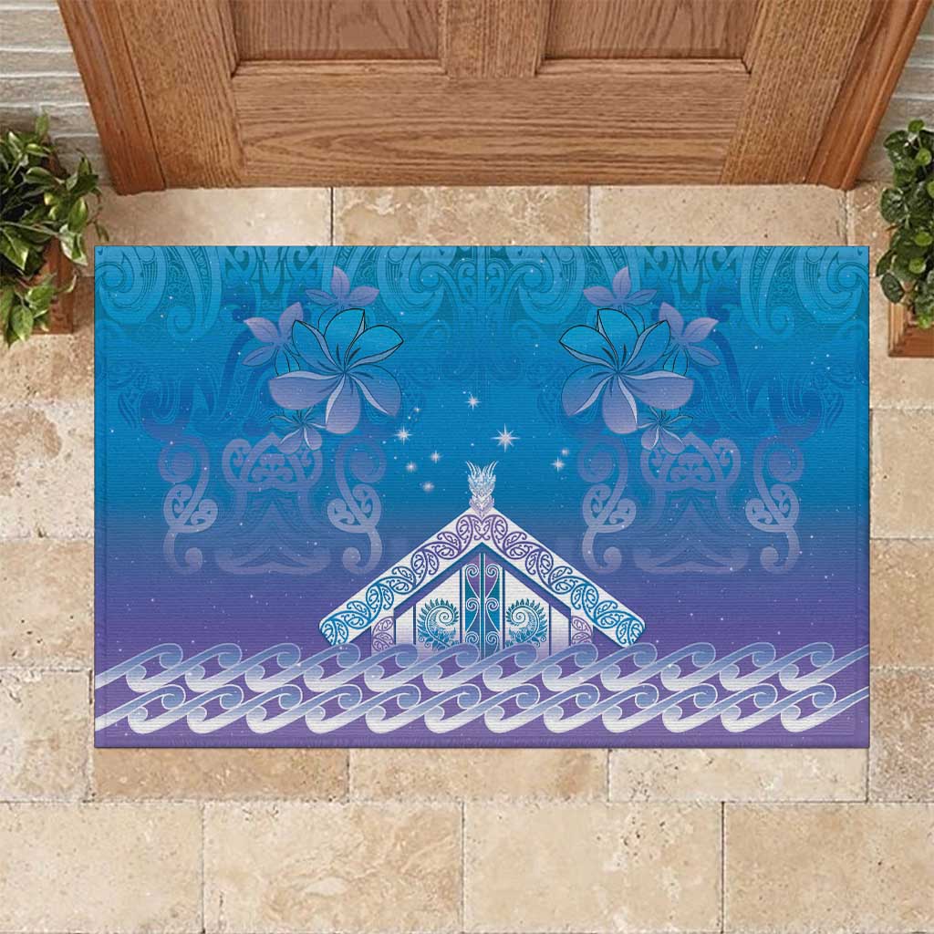 New Zealand Matariki Rubber Doormat Maori Marae Cyan Galaxy LT05 Cyan - Polynesian Pride